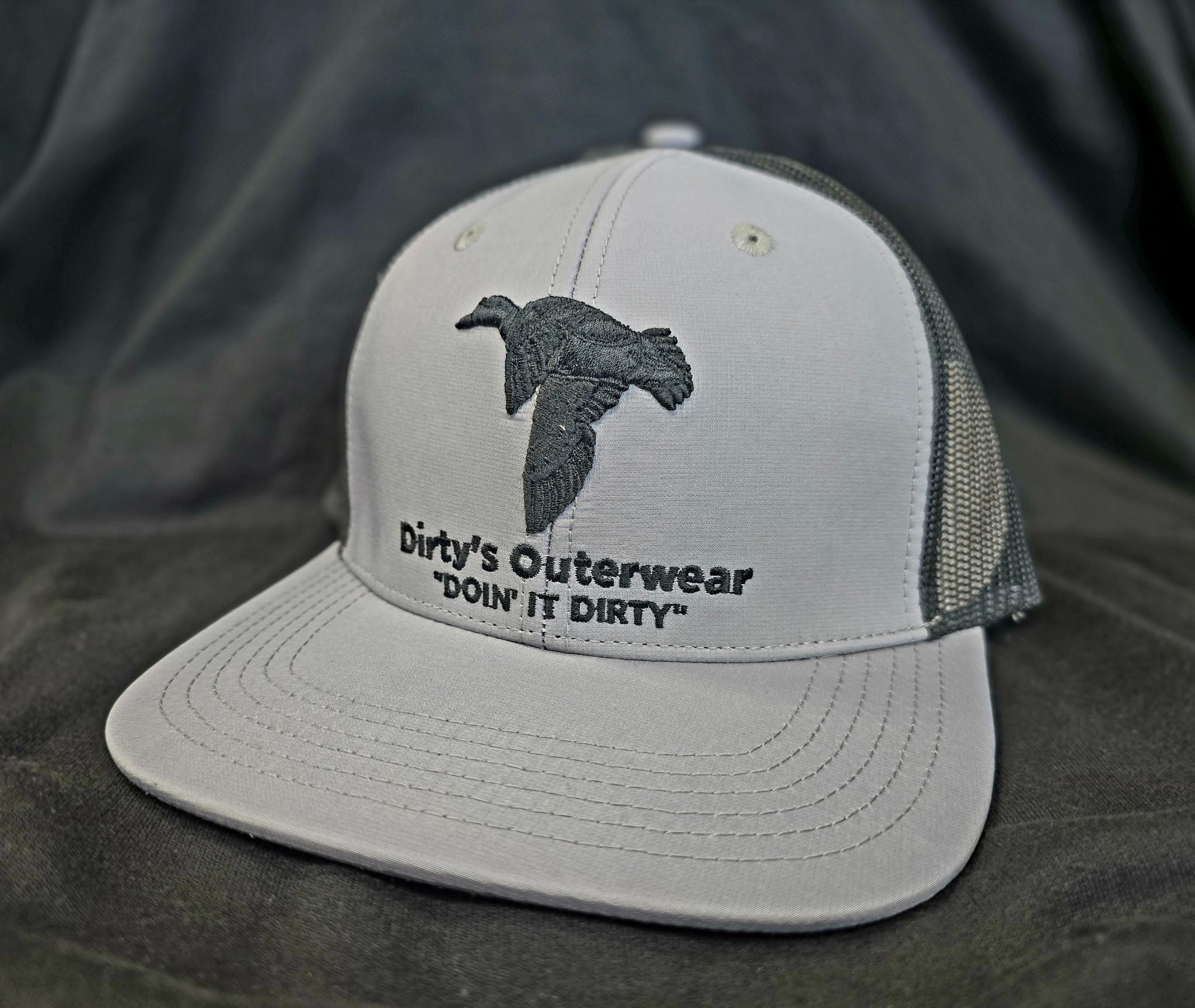Grey w/ Black Flat Brim Hat