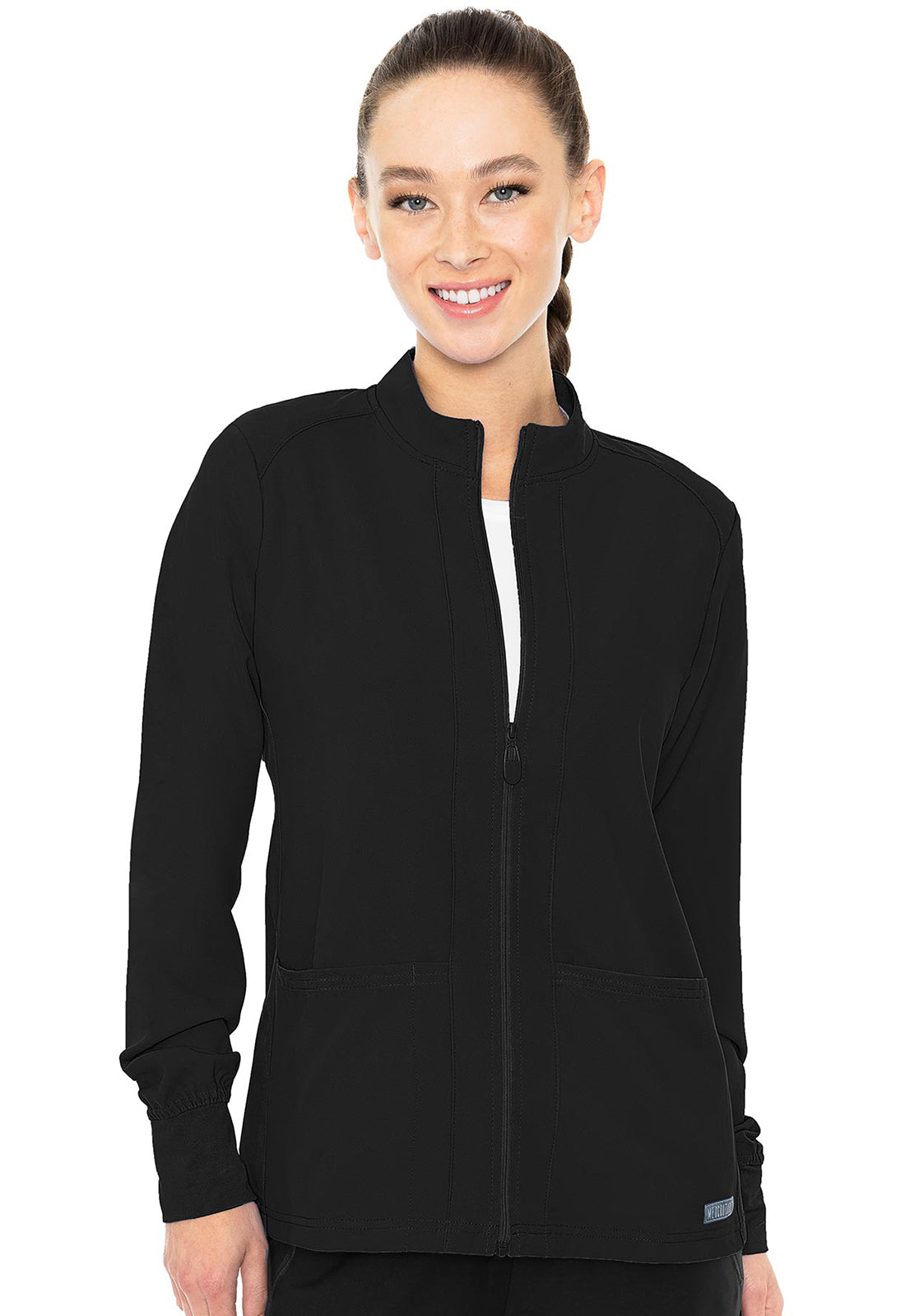 MedCouture Zip Front Warm-Up With Shoulder Yokes