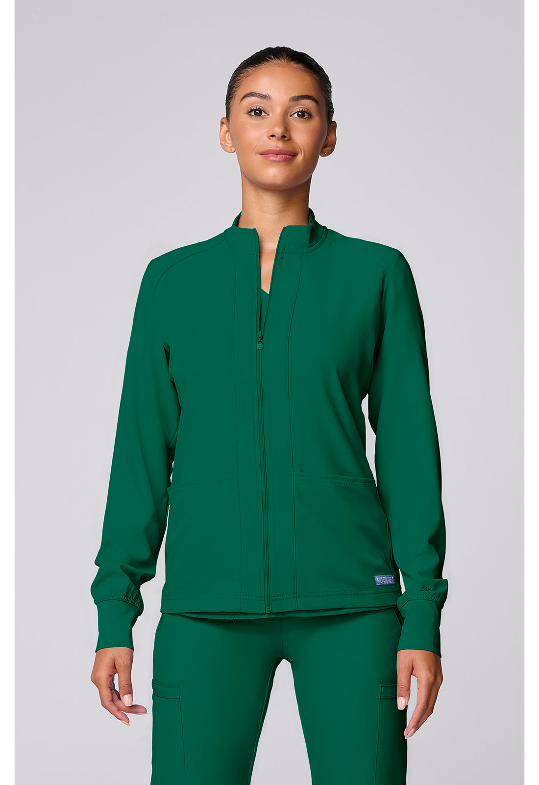 MedCouture Zip Front Warm-Up With Shoulder Yokes