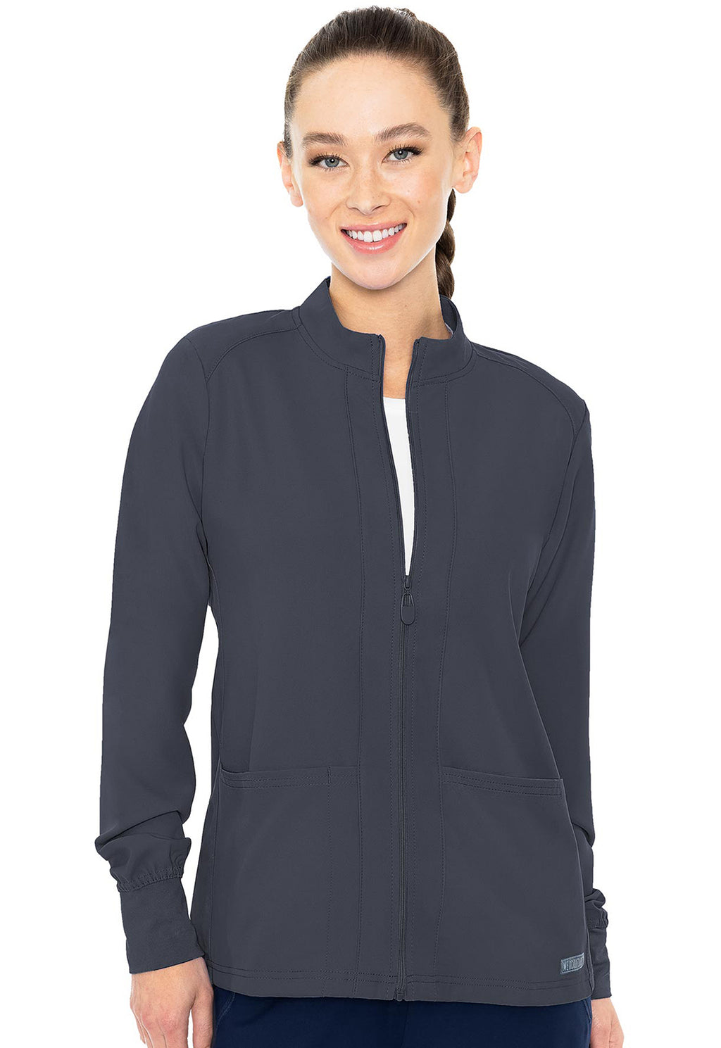 MedCouture Zip Front Warm-Up With Shoulder Yokes